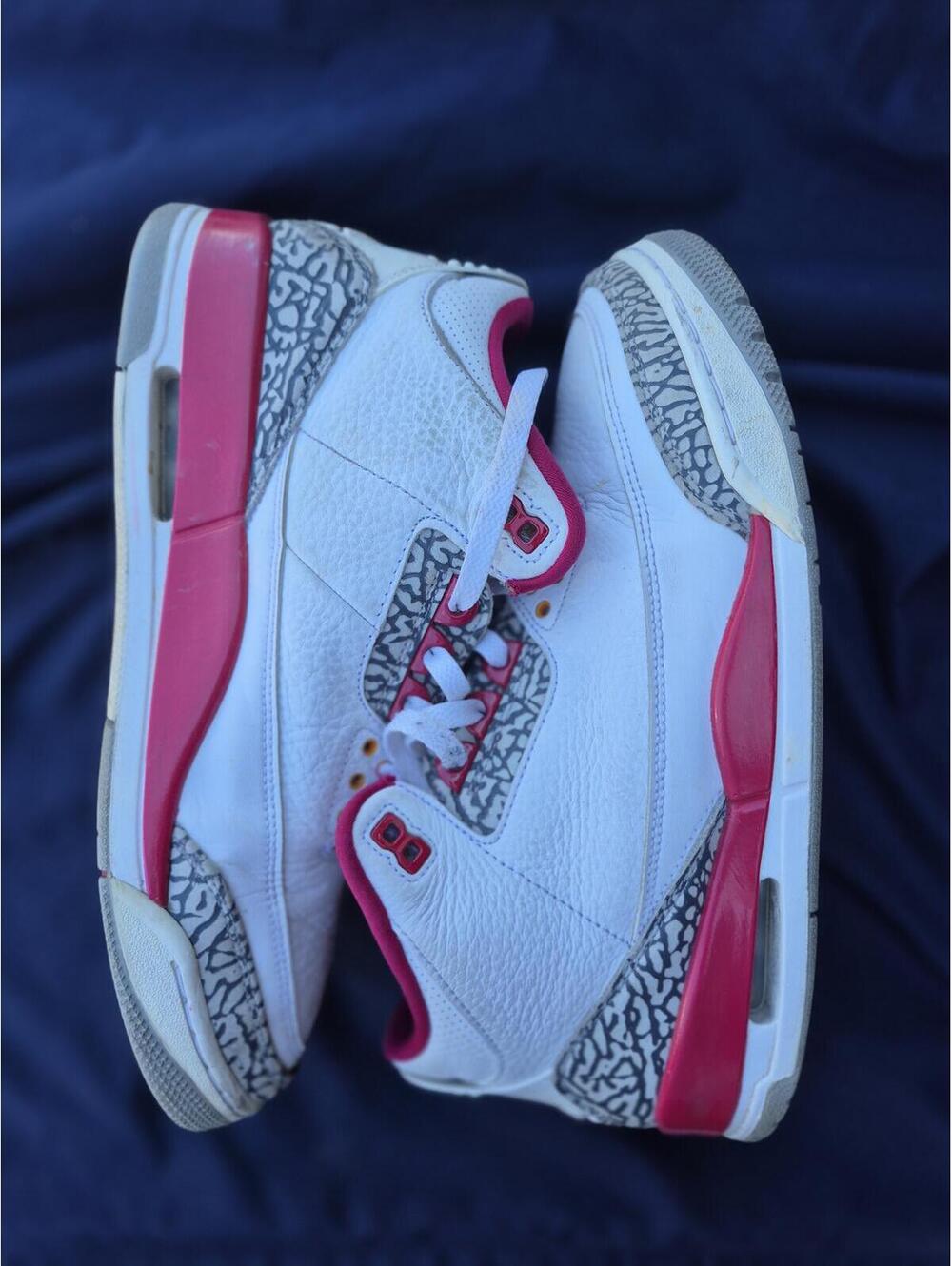 Air Jordan 3 Retro White and Cardinal Red Elephant Print